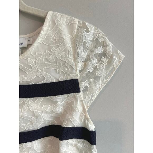 Vineyard Vines Anchor Lace Shift Dress White Navy Size 2 - Picture 4 of 6